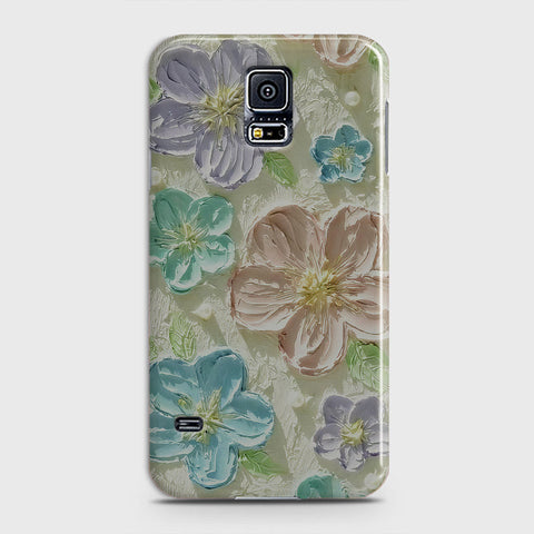 Samsung Galaxy S5 Cover - Floral Series - Design 14 - Blue & Purple - Matte Finish - Snap On Hard Case with LifeTime Colors Guarantee