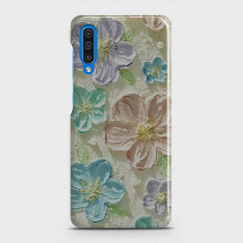 Samsung Galaxy A50 Cover - Floral Series - Design 14 - Blue & Purple - Matte Finish - Snap On Hard Case with LifeTime Colors Guarantee