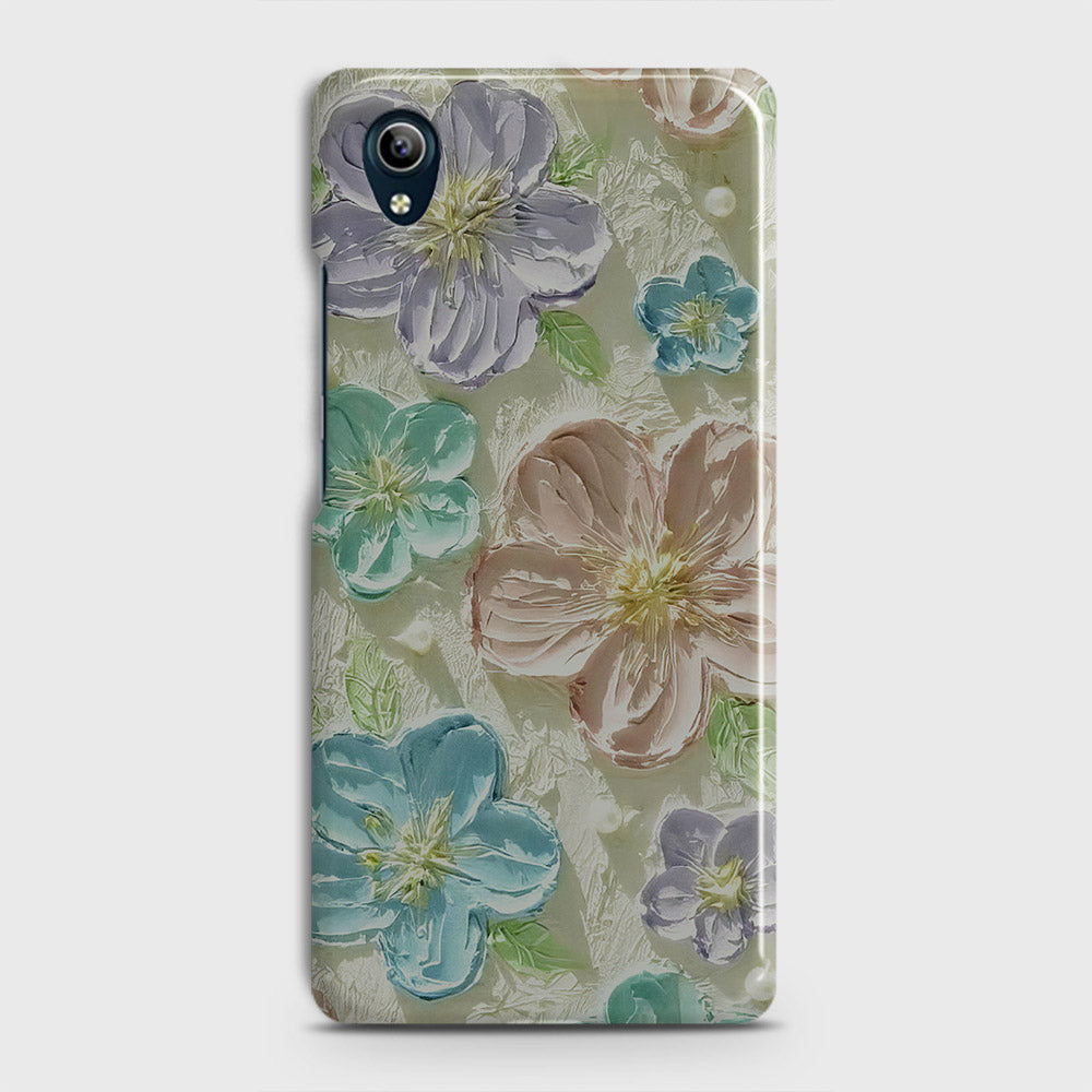 Vivo Y90 Cover - Floral Series - Design 14 - Blue & Purple - Matte Finish - Snap On Hard Case with LifeTime Colors Guarantee