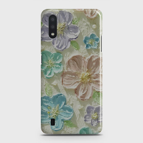 Samsung Galaxy A01 Cover - Floral Series - Design 14 - Blue & Purple - Matte Finish - Snap On Hard Case with LifeTime Colors Guarantee