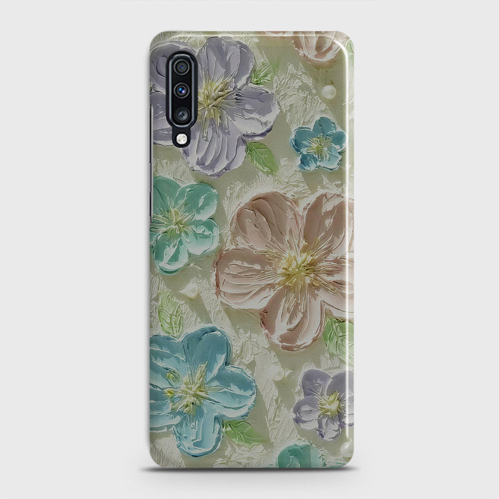 Samsung Galaxy A70 Cover - Floral Series - Design 14 - Blue & Purple - Matte Finish - Snap On Hard Case with LifeTime Colors Guarantee