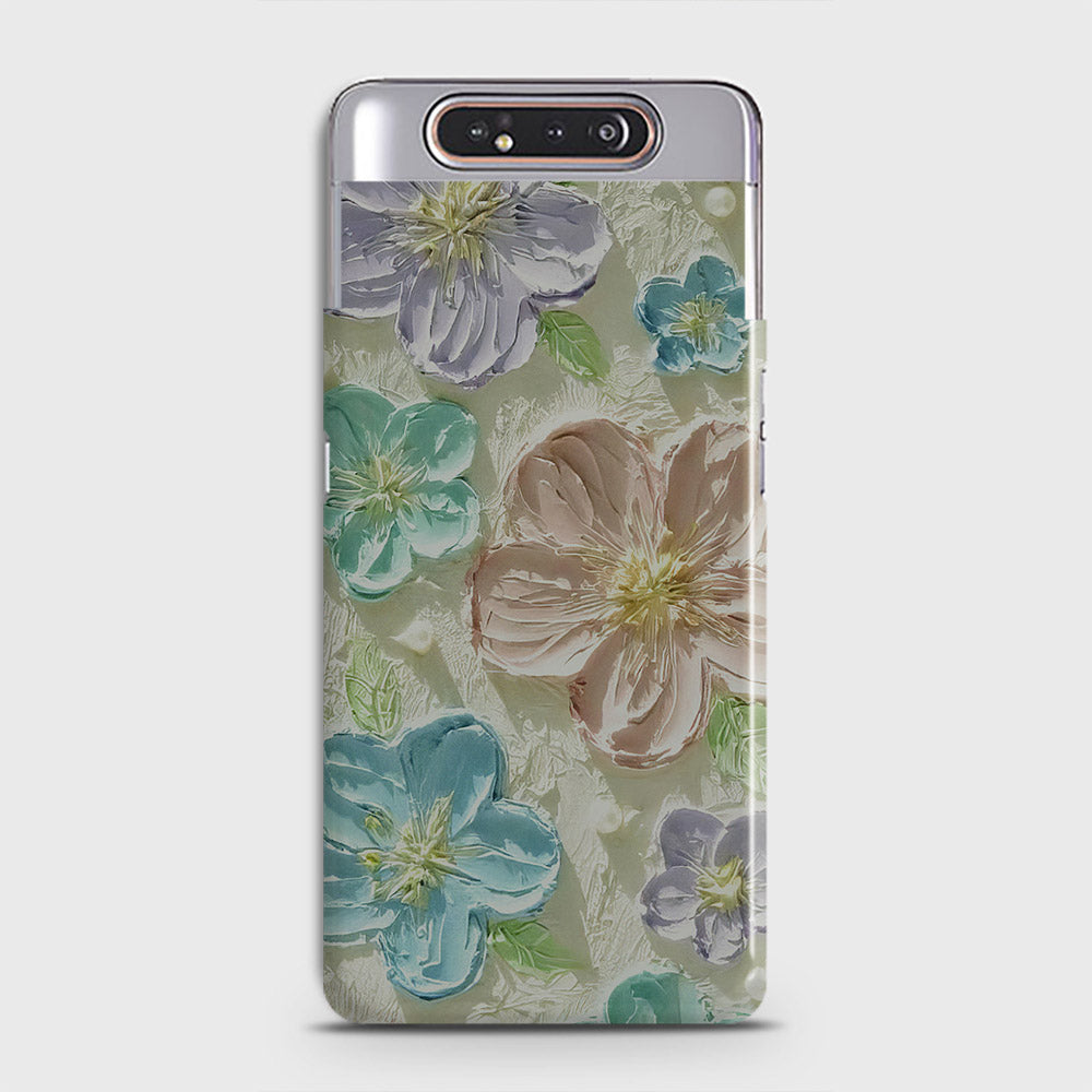 Samsung Galaxy A80 Cover - Floral Series - Design 14 - Blue & Purple - Matte Finish - Snap On Hard Case with LifeTime Colors Guarantee