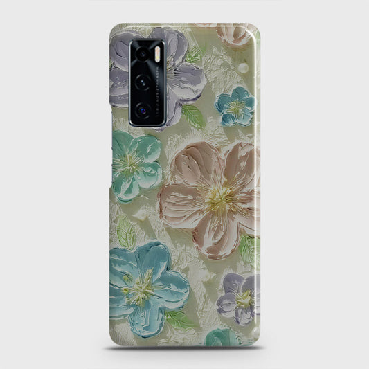 Vivo V20 SE Cover - Floral Series - Design 14 - Blue & Purple - Matte Finish - Snap On Hard Case with LifeTime Colors Guarantee