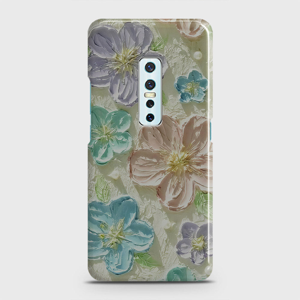 Vivo V17 Pro Cover - Floral Series - Design 14 - Blue & Purple - Matte Finish - Snap On Hard Case with LifeTime Colors Guarantee