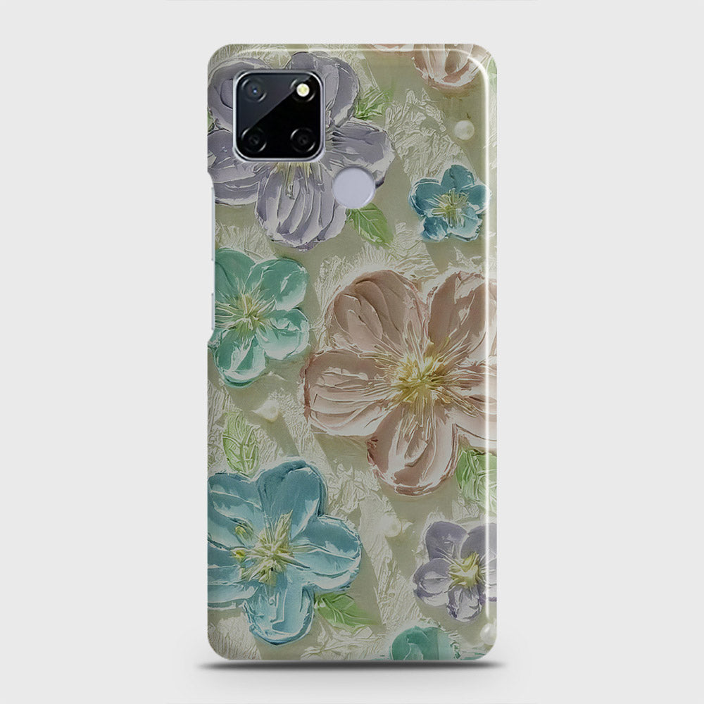 Realme Narzo 30A Cover - Floral Series - Design 14 - Blue & Purple - Matte Finish - Snap On Hard Case with LifeTime Colors Guarantee