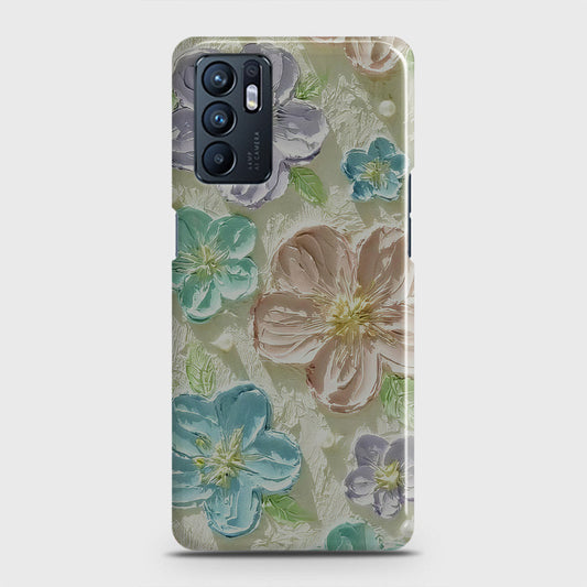 Oppo Reno 6 Cover - Floral Series - Design 14 - Blue & Purple - Matte Finish - Snap On Hard Case with LifeTime Colors Guarantee