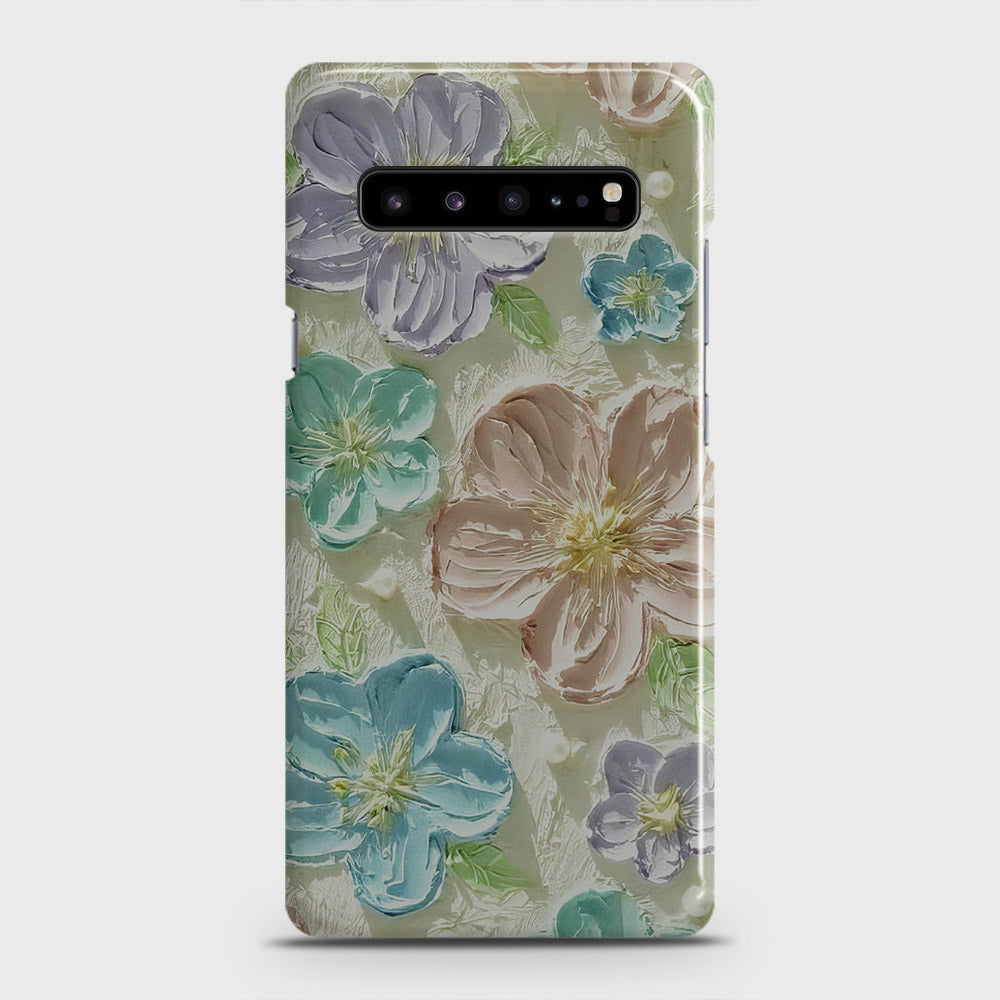 Samsung Galaxy S10 5G Cover - Floral Series - Design 14 - Blue & Purple - Matte Finish - Snap On Hard Case with LifeTime Colors Guarantee