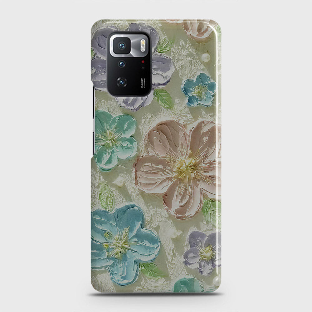 Xiaomi Poco X3 GT Cover - Floral Series - Design 14 - Blue & Purple - Matte Finish - Snap On Hard Case with LifeTime Colors Guarantee