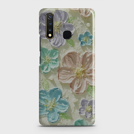 Vivo Y19 Cover - Floral Series - Design 14 - Blue & Purple - Matte Finish - Snap On Hard Case with LifeTime Colors Guarantee