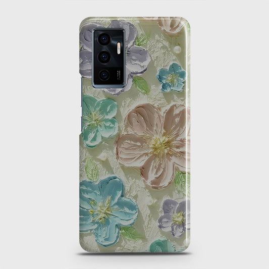 Vivo V23e Cover - Floral Series - Design 14 - Blue & Purple - Matte Finish - Snap On Hard Case with LifeTime Colors Guarantee