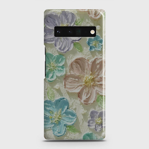 Google Pixel 6 Pro Cover - Floral Series - Design 14 - Blue & Purple - Matte Finish - Snap On Hard Case with LifeTime Colors Guarantee