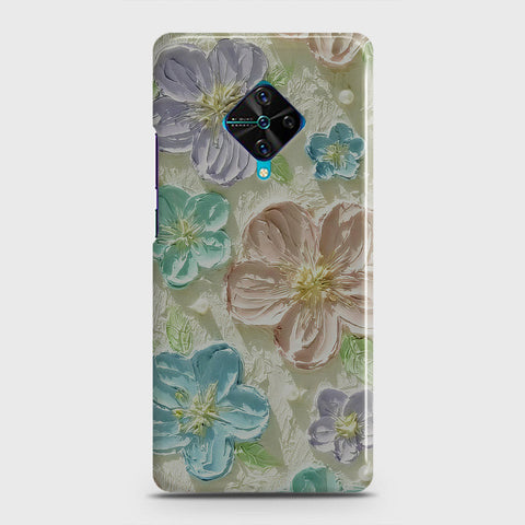 Vivo S1 Pro  Cover - Floral Series - Design 14 - Blue & Purple - Matte Finish - Snap On Hard Case with LifeTime Colors Guarantee