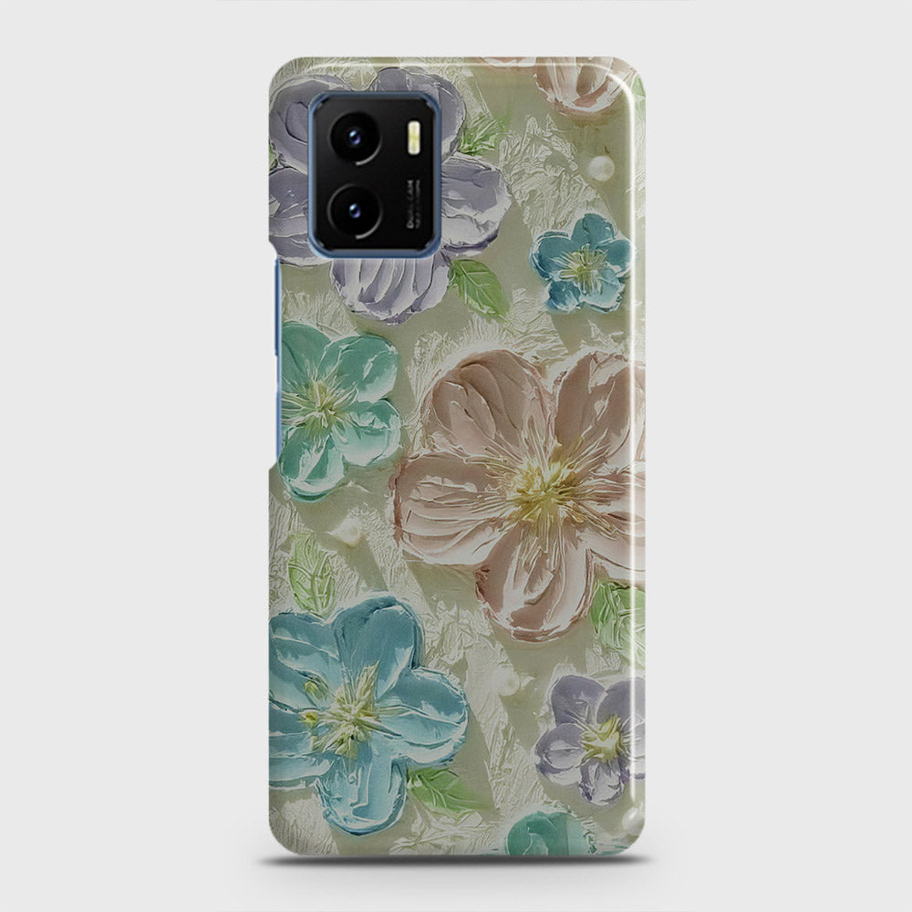 Vivo Y15a Cover - Floral Series - Design 14 - Blue & Purple - Matte Finish - Snap On Hard Case with LifeTime Colors Guarantee