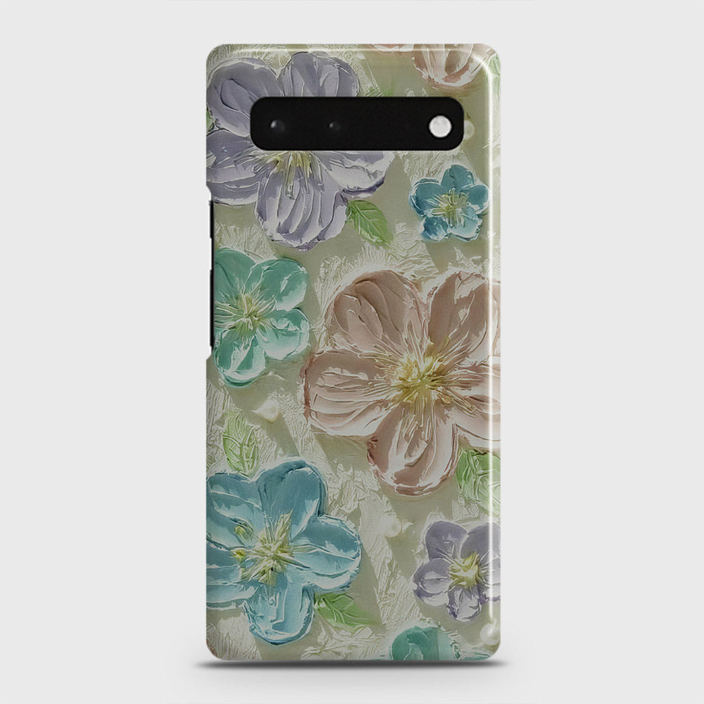 Google Pixel 6 Cover - Floral Series - Design 14 - Blue & Purple - Matte Finish - Snap On Hard Case with LifeTime Colors Guarantee