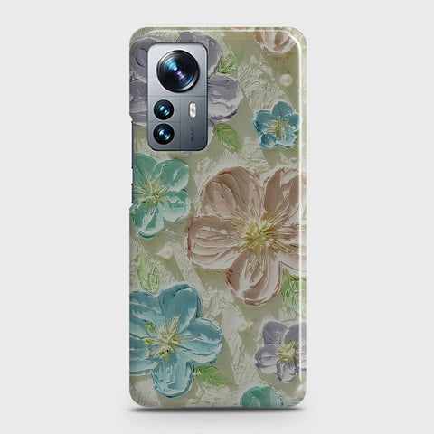 Xiaomi 12 Cover - Floral Series - Design 14 - Blue & Purple - Matte Finish - Snap On Hard Case with LifeTime Colors Guarantee