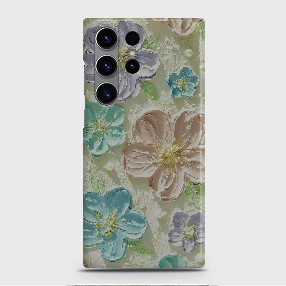 Samsung Galaxy S23 Ultra Cover - Floral Series - Design 14 - Blue & Purple - Matte Finish - Snap On Hard Case with LifeTime Colors Guarantee