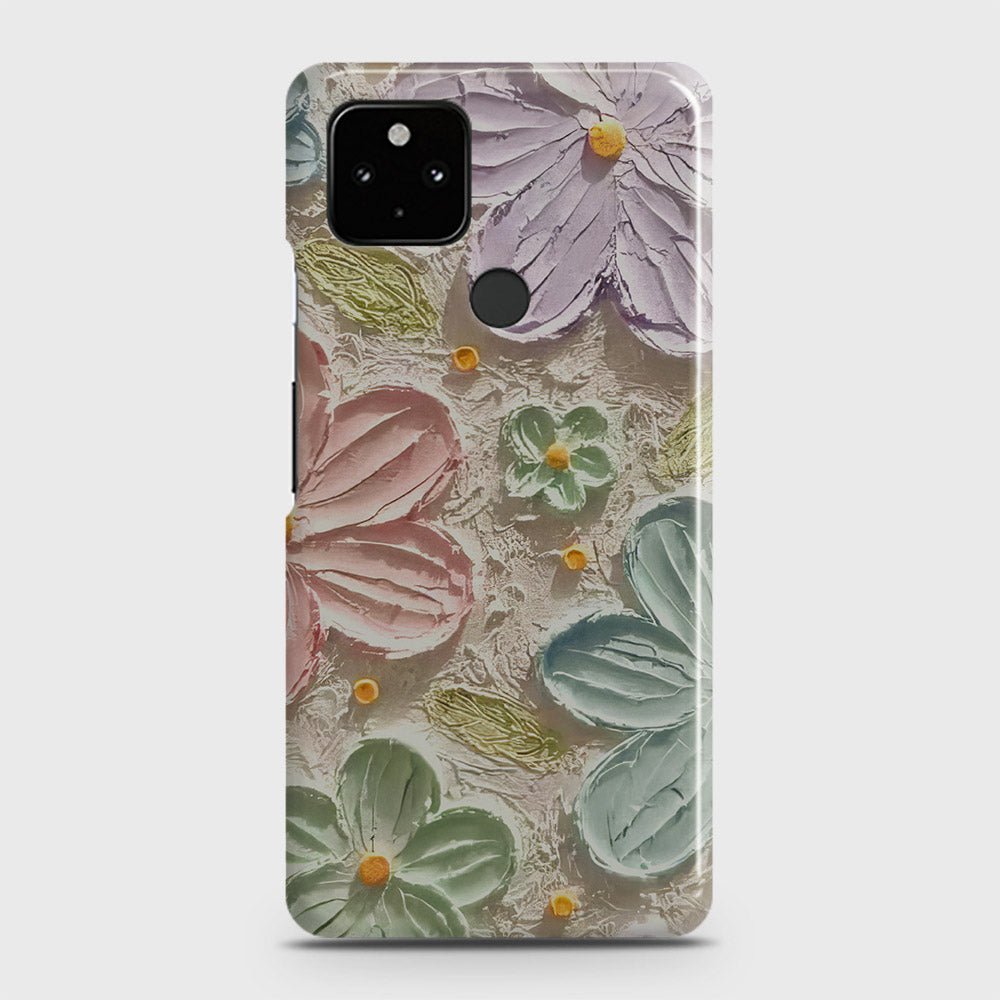 Google Pixel 5 Cover - Floral Series - Design 15 - Blue & Green - Matte Finish - Snap On Hard Case with LifeTime Colors Guarantee