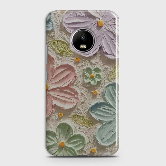 Motorola E4 Cover - Floral Series - Design 15 - Blue & Green - Matte Finish - Snap On Hard Case with LifeTime Colors Guarantee