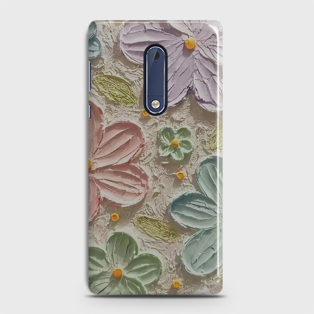 Nokia 5 Cover - Floral Series - Design 15 - Blue & Green - Matte Finish - Snap On Hard Case with LifeTime Colors Guarantee