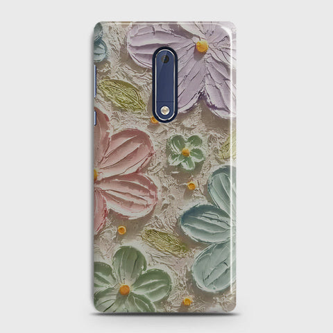 Nokia 5 Cover - Floral Series - Design 15 - Blue & Green - Matte Finish - Snap On Hard Case with LifeTime Colors Guarantee