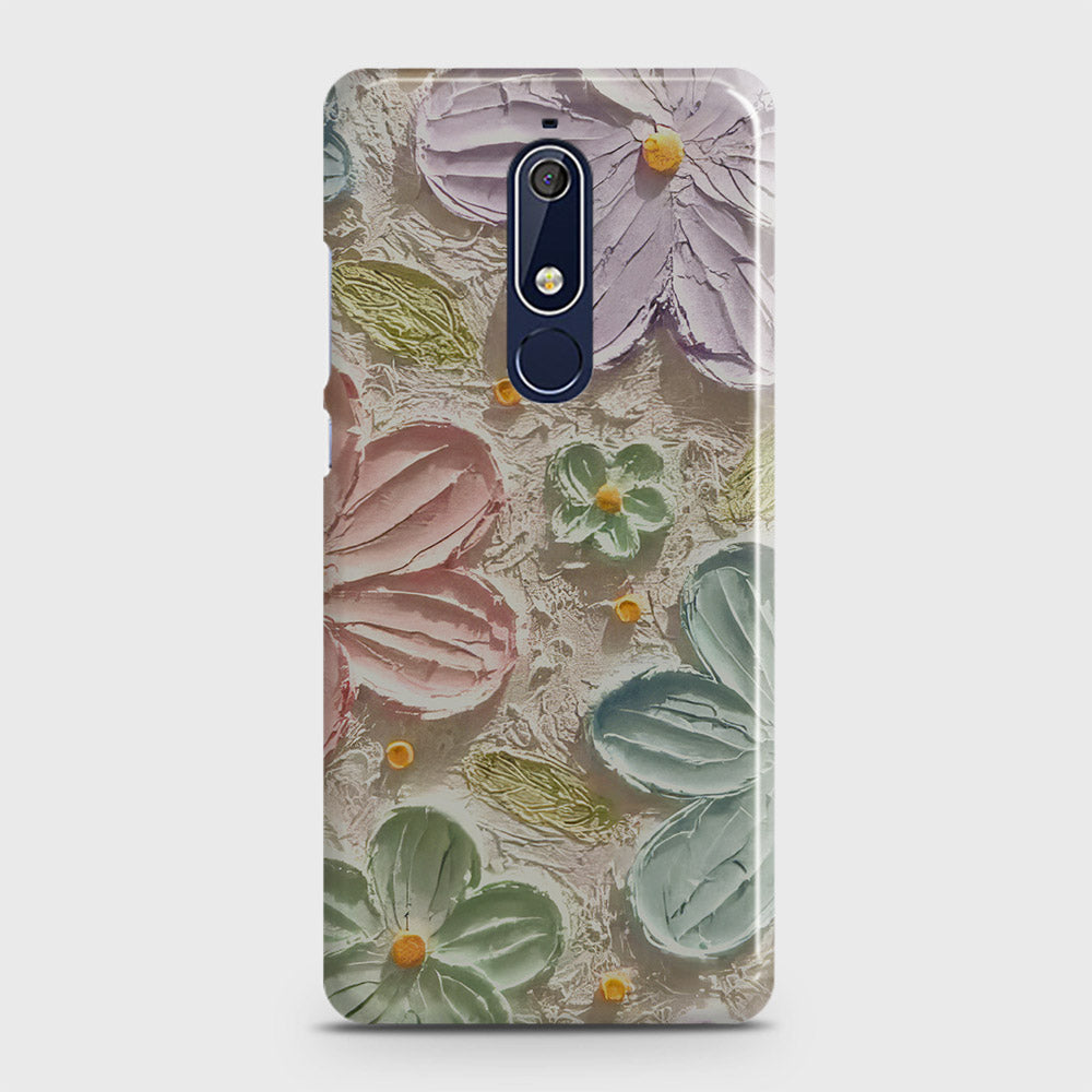 Nokia 5.1 Cover - Floral Series - Design 15 - Blue & Green - Matte Finish - Snap On Hard Case with LifeTime Colors Guarantee