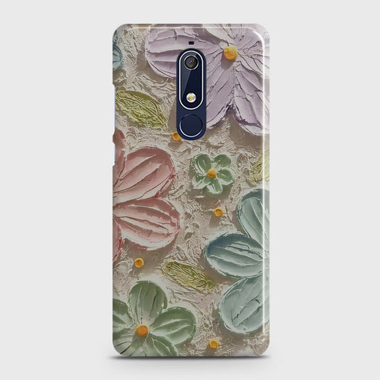 Nokia 5.1 Cover - Floral Series - Design 15 - Blue & Green - Matte Finish - Snap On Hard Case with LifeTime Colors Guarantee