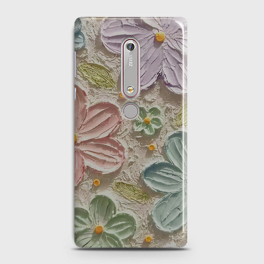 Nokia 6.1 Cover - Floral Series - Design 15 - Blue & Green - Matte Finish - Snap On Hard Case with LifeTime Colors Guarantee