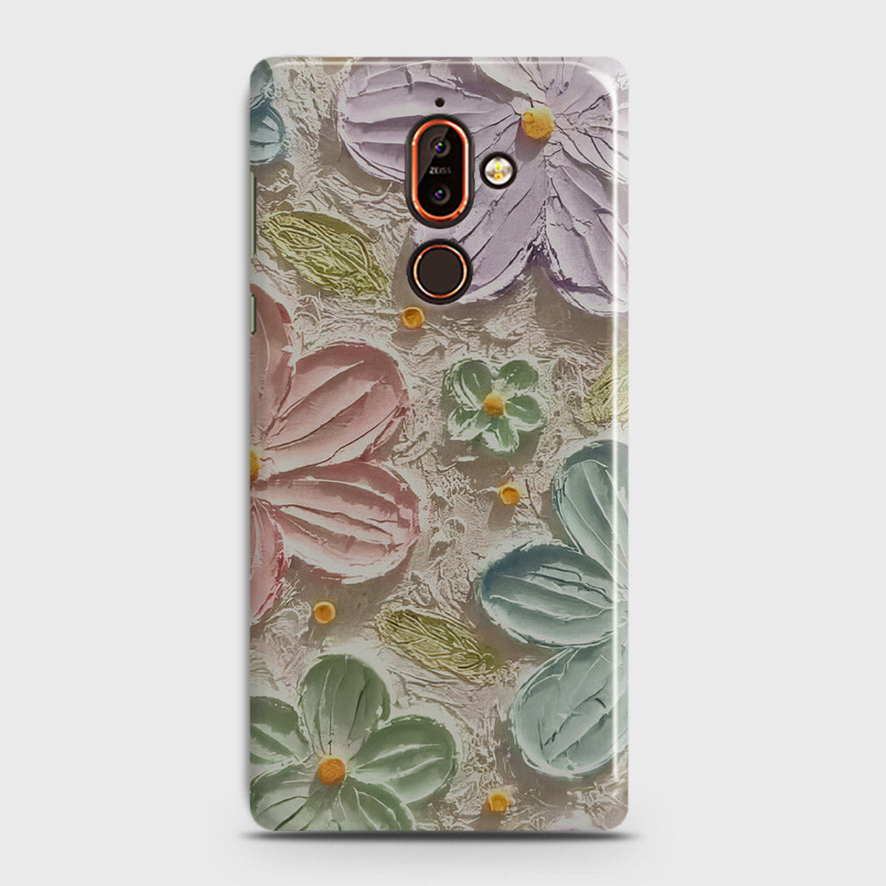 Nokia 7 Plus Cover - Floral Series - Design 15 - Blue & Green - Matte Finish - Snap On Hard Case with LifeTime Colors Guarantee