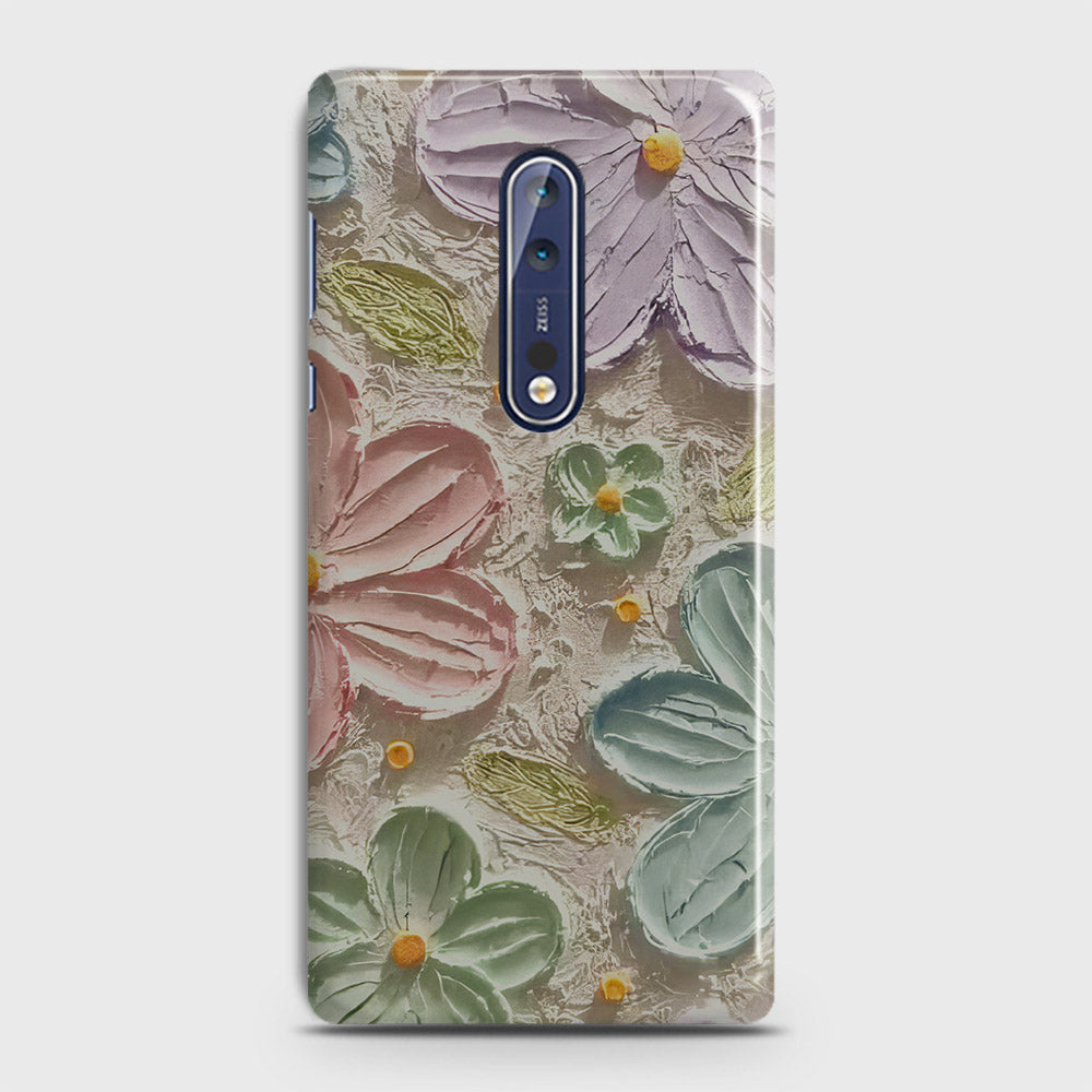 Nokia 8 Cover - Floral Series - Design 15 - Blue & Green - Matte Finish - Snap On Hard Case with LifeTime Colors Guarantee