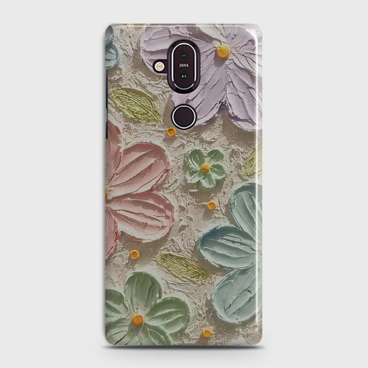 Nokia 8.1 Cover - Floral Series - Design 15 - Blue & Green - Matte Finish - Snap On Hard Case with LifeTime Colors Guarantee