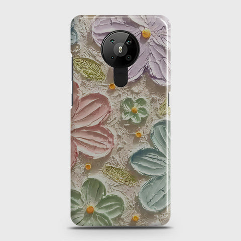 Nokia 5.3  Cover - Floral Series - Design 15 - Blue & Green - Matte Finish - Snap On Hard Case with LifeTime Colors Guarantee