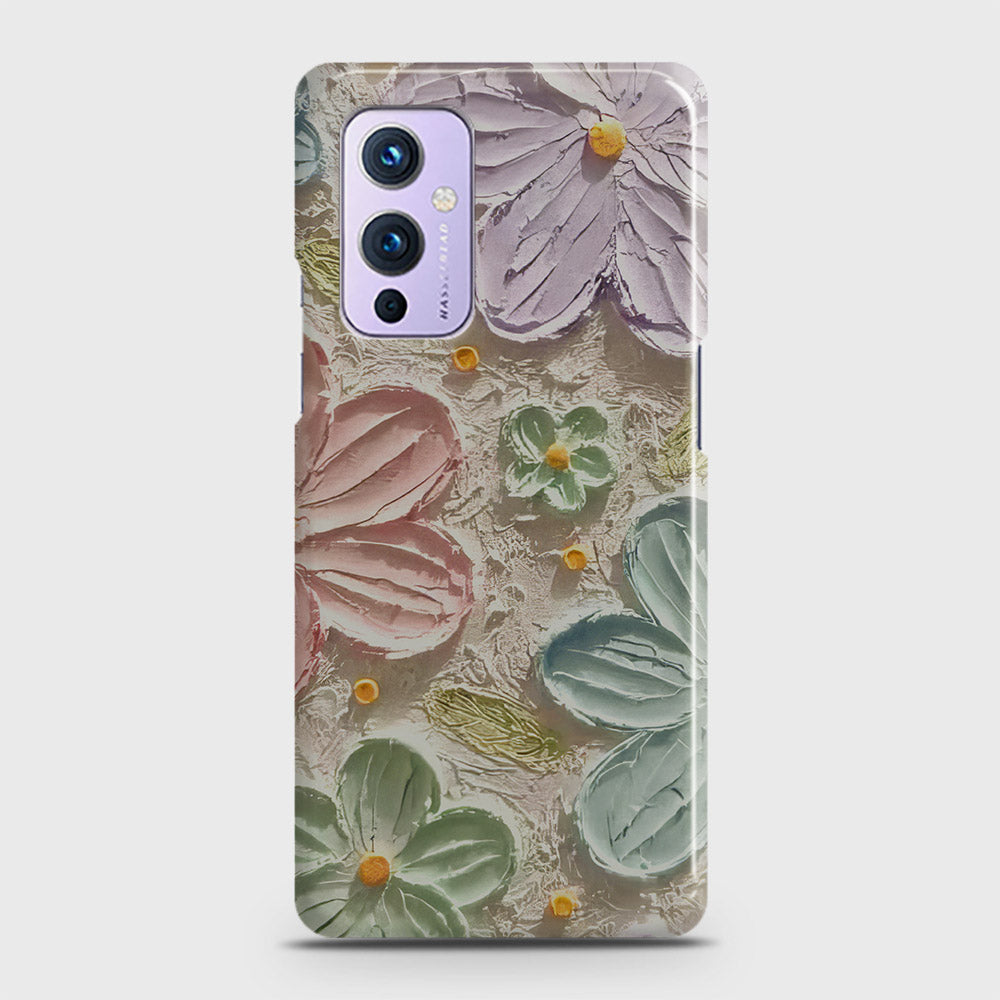 OnePlus 9  Cover - Floral Series - Design 15 - Blue & Green - Matte Finish - Snap On Hard Case with LifeTime Colors Guarantee