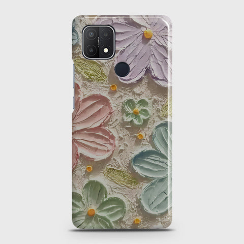 Oppo A15 Cover - Floral Series - Design 15 - Blue & Green - Matte Finish - Snap On Hard Case with LifeTime Colors Guarantee