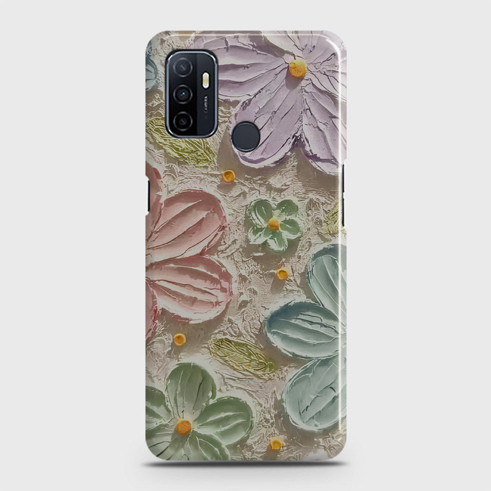 Oppo A53 Cover - Floral Series - Design 15 - Blue & Green - Matte Finish - Snap On Hard Case with LifeTime Colors Guarantee