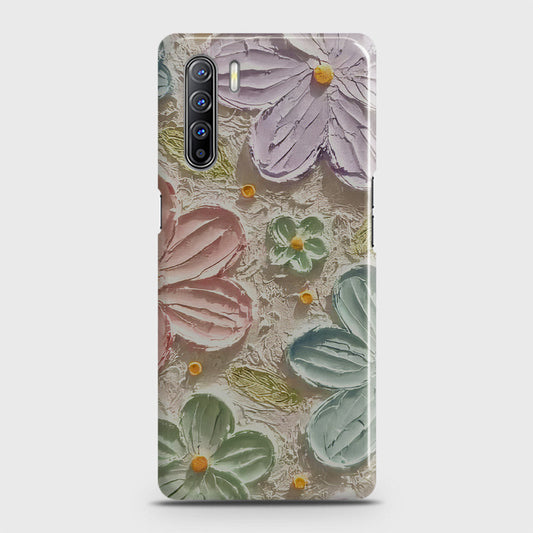 Oppo F15 Cover - Floral Series - Design 15 - Blue & Green - Matte Finish - Snap On Hard Case with LifeTime Colors Guarantee