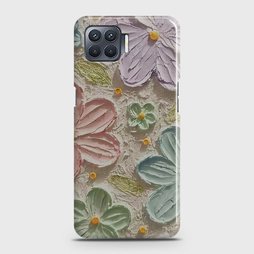 Oppo F17 Cover - Floral Series - Design 15 - Blue & Green - Matte Finish - Snap On Hard Case with LifeTime Colors Guarantee