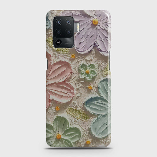 Oppo F19 Pro Cover - Floral Series - Design 15 - Blue & Green - Matte Finish - Snap On Hard Case with LifeTime Colors Guarantee