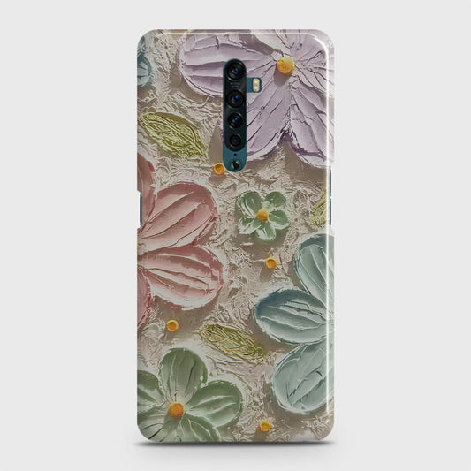 Oppo Reno 2 Cover - Floral Series - Design 15 - Blue & Green - Matte Finish - Snap On Hard Case with LifeTime Colors Guarantee