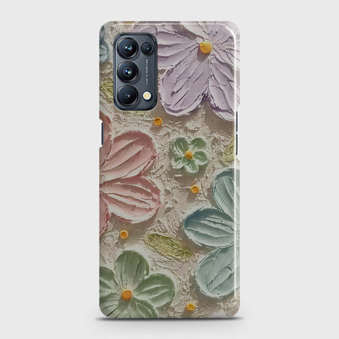 Oppo Reno 5 4G Cover - Floral Series - Design 15 - Blue & Green - Matte Finish - Snap On Hard Case with LifeTime Colors Guarantee