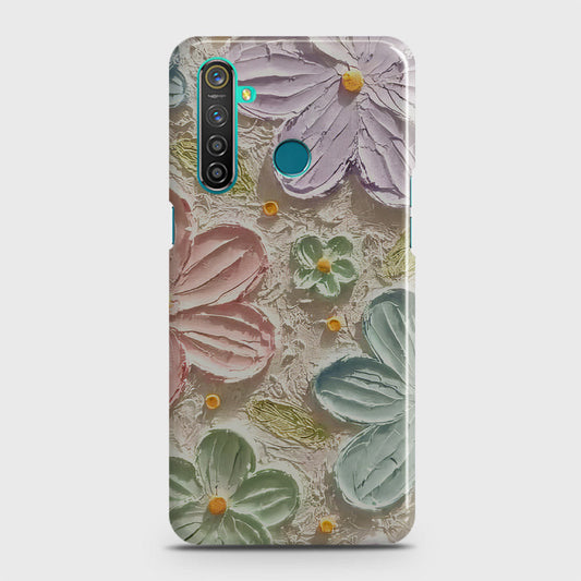 Realme 5 Cover - Floral Series - Design 15 - Blue & Green - Matte Finish - Snap On Hard Case with LifeTime Colors Guarantee