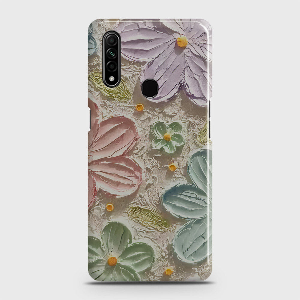 Oppo A8 Cover - Floral Series - Design 15 - Blue & Green - Matte Finish - Snap On Hard Case with LifeTime Colors Guarantee