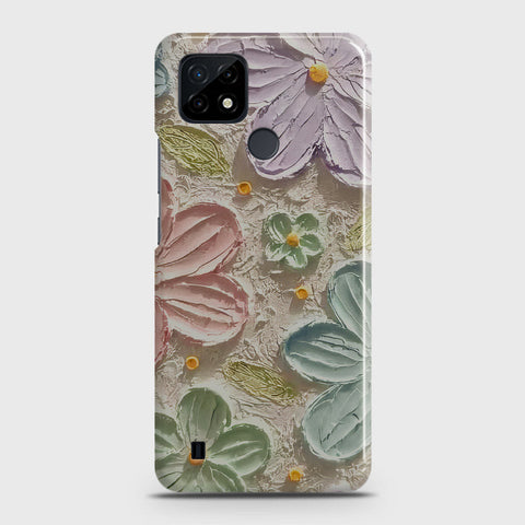 Realme C21 Cover - Floral Series - Design 15 - Blue & Green - Matte Finish - Snap On Hard Case with LifeTime Colors Guarantee