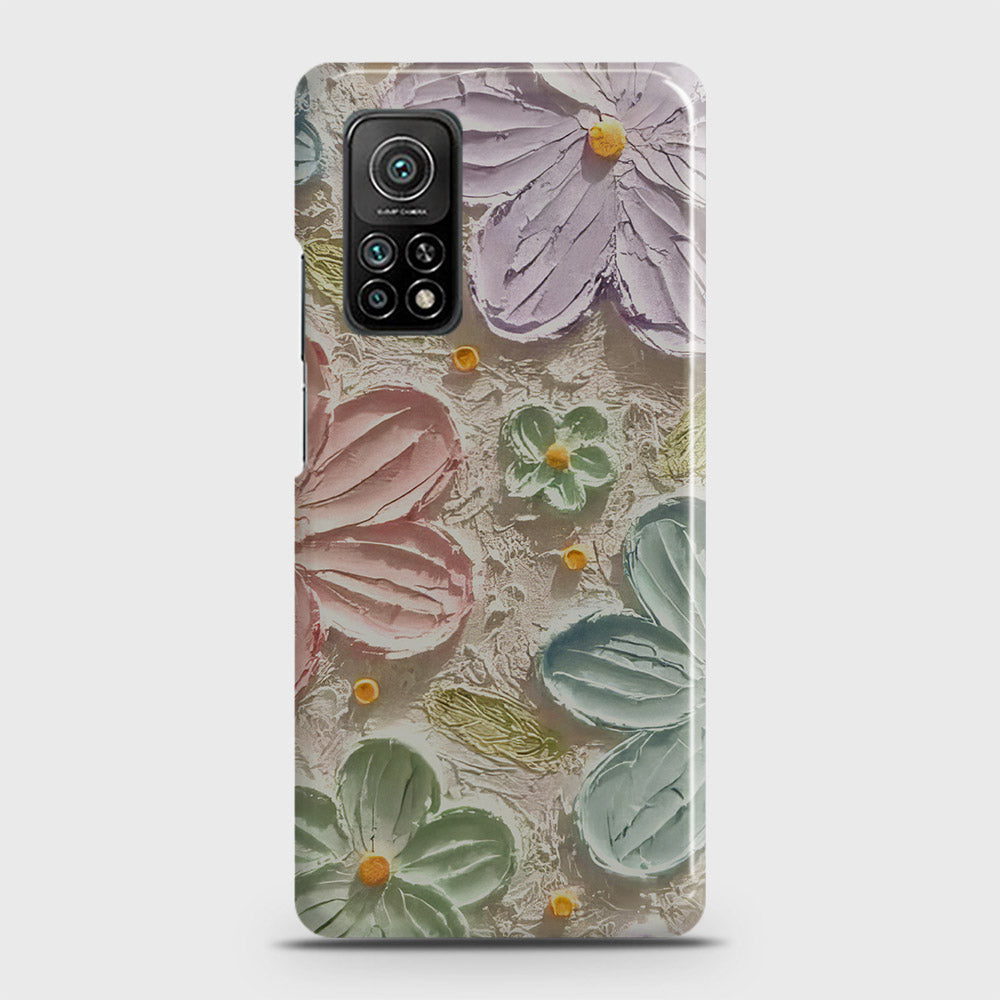 Xiaomi Mi 10T Cover - Floral Series - Design 15 - Blue & Green - Matte Finish - Snap On Hard Case with LifeTime Colors Guarantee (Fast Delivery)