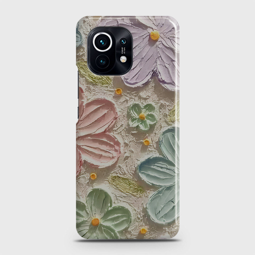 Xiaomi Mi 11 Cover - Floral Series - Design 15 - Blue & Green - Matte Finish - Snap On Hard Case with LifeTime Colors Guarantee