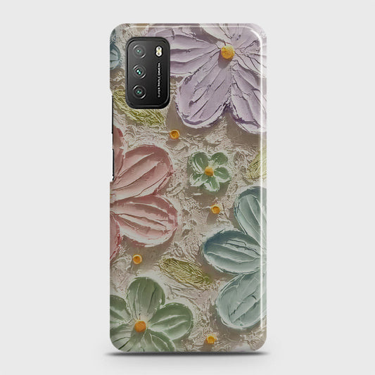 Xiaomi Poco M3 Cover - Floral Series - Design 15 - Blue & Green - Matte Finish - Snap On Hard Case with LifeTime Colors Guarantee