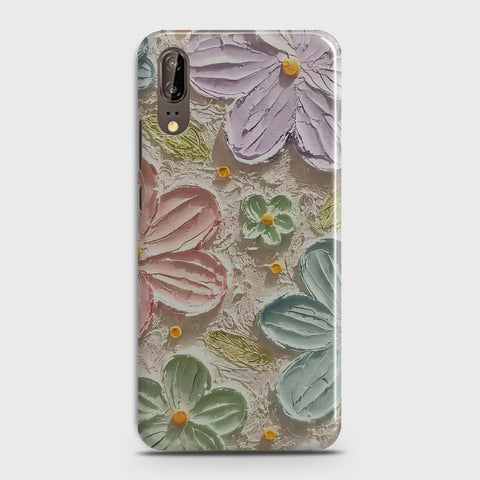 Huawei P20 Cover - Floral Series - Design 15 - Blue & Green - Matte Finish - Snap On Hard Case with LifeTime Colors Guarantee