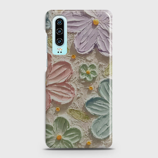 Huawei P30 Cover - Floral Series - Design 15 - Blue & Green - Matte Finish - Snap On Hard Case with LifeTime Colors Guarantee