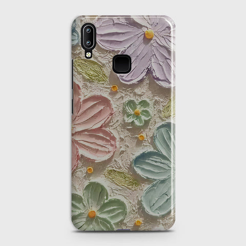 Vivo V11 Cover - Floral Series - Design 15 - Blue & Green - Matte Finish - Snap On Hard Case with LifeTime Colors Guarantee