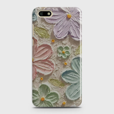 Huawei Y5 Prime 2018 Cover - Floral Series - Design 15 - Blue & Green - Matte Finish - Snap On Hard Case with LifeTime Colors Guarantee