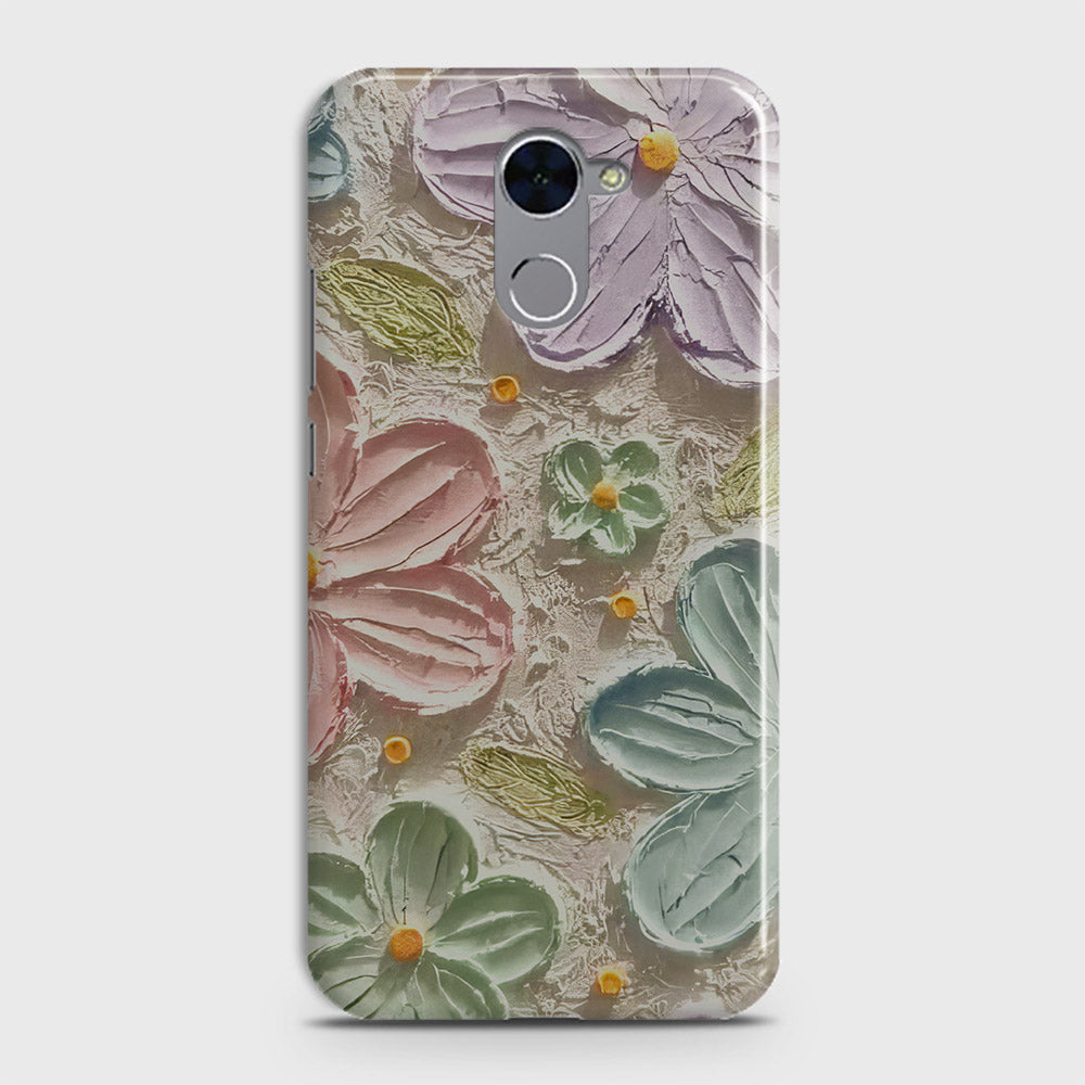 Huawei Y7 Prime  Cover - Floral Series - Design 15  - Blue & Green - Matte Finish - Snap On Hard Case with LifeTime Colors Guarantee